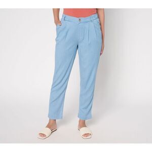 Maya J Women's Pants Sz L Tall Drapey Denim Pull On Tapered Ankle Blue A679792